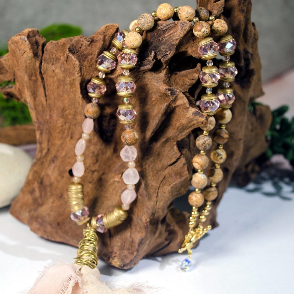 Picture Jasper Silk Messy Tassel Necklace